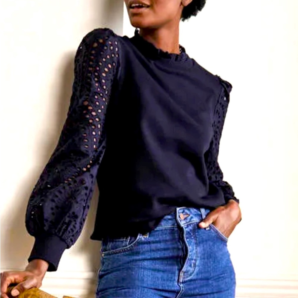 BODEN Broderie Blouson Sweatshirt NWT